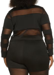 Plus Size Mesh Insert Long Sleeve Top sold by Rainbow