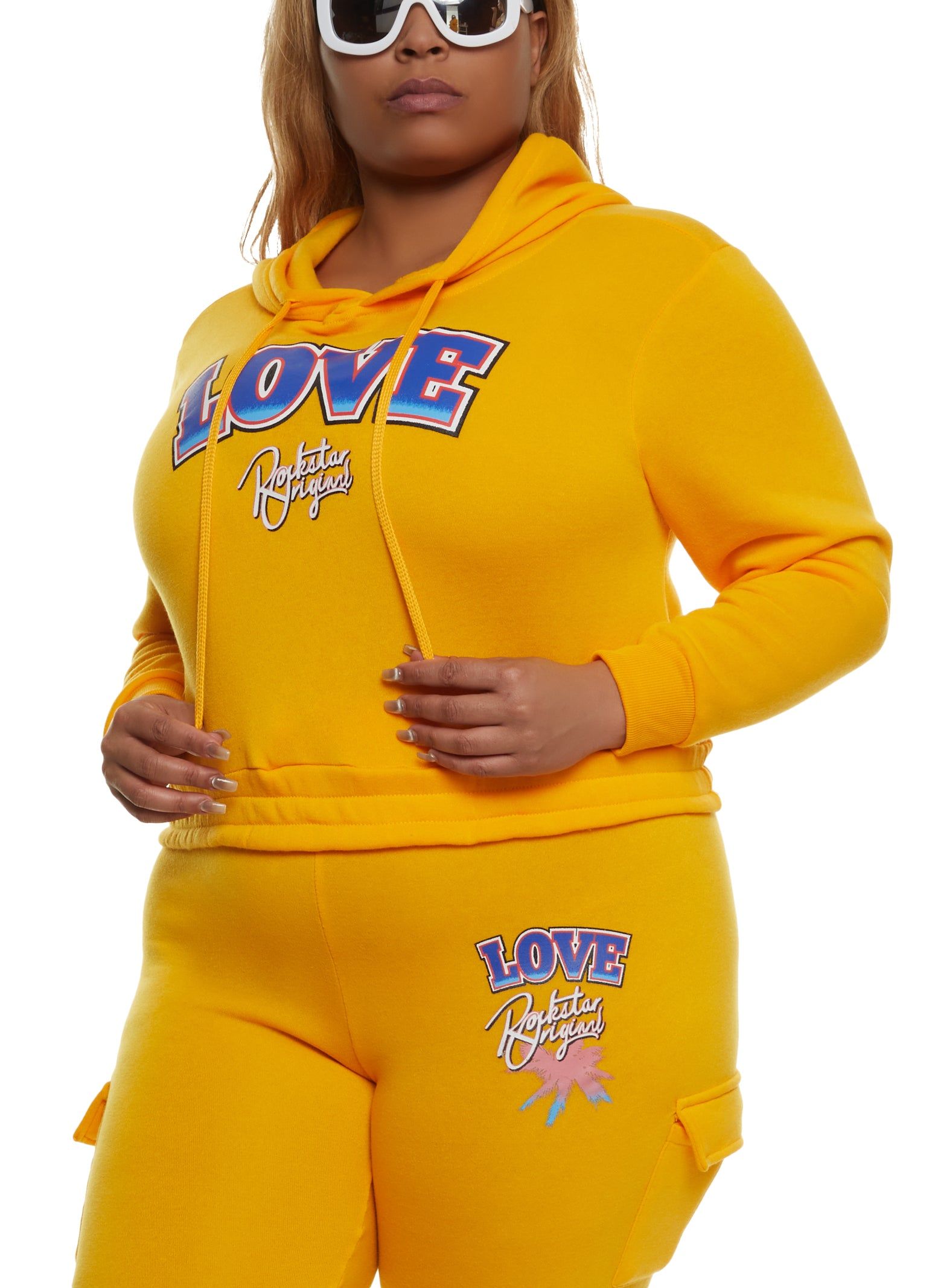 Plus Size Love Cropped Graphic Hoodie sold by Rainbow