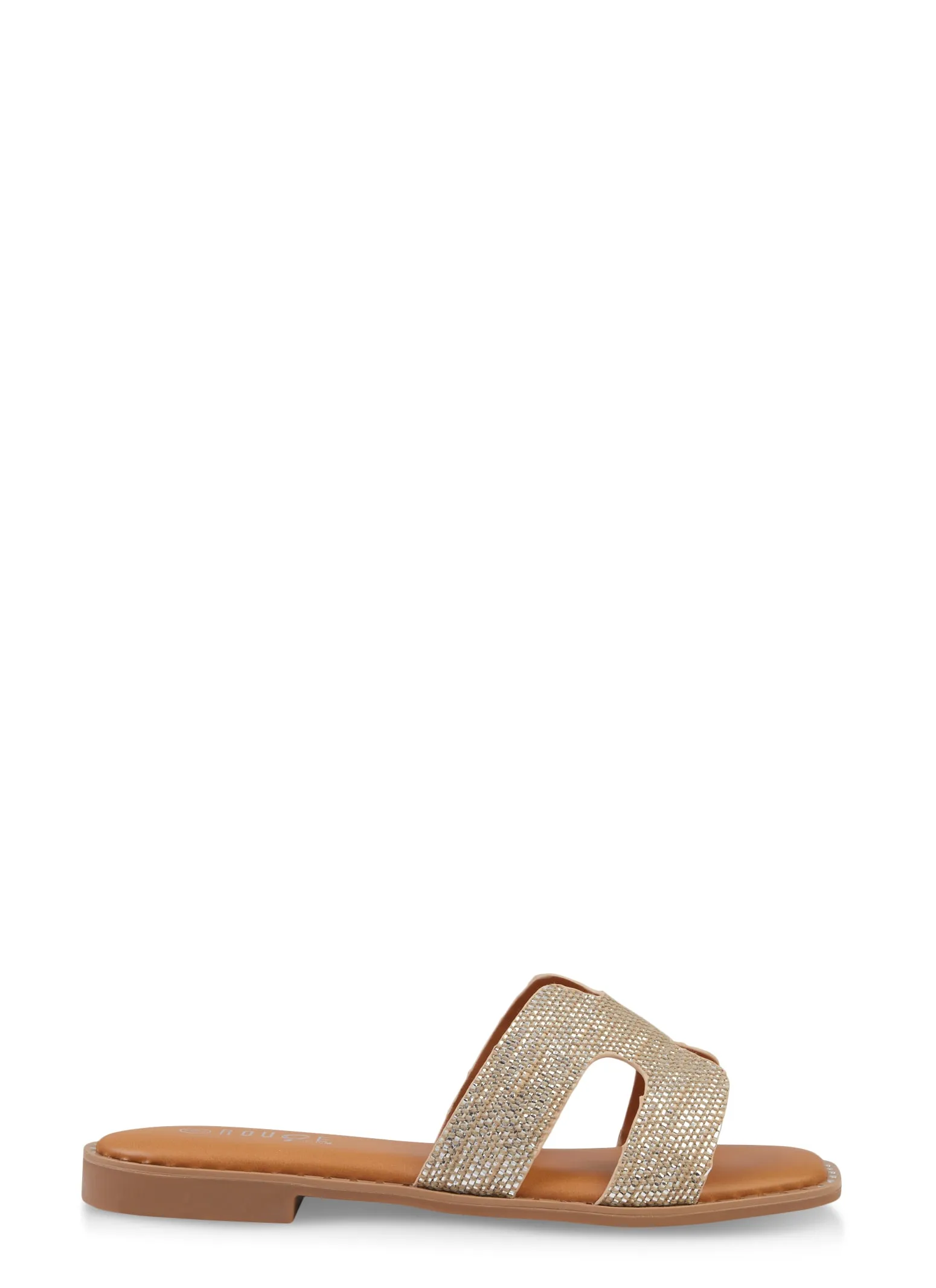 Studded Trim Straw Cut Out Band Slide Sandals sold by Rainbow product image thumbnail 2