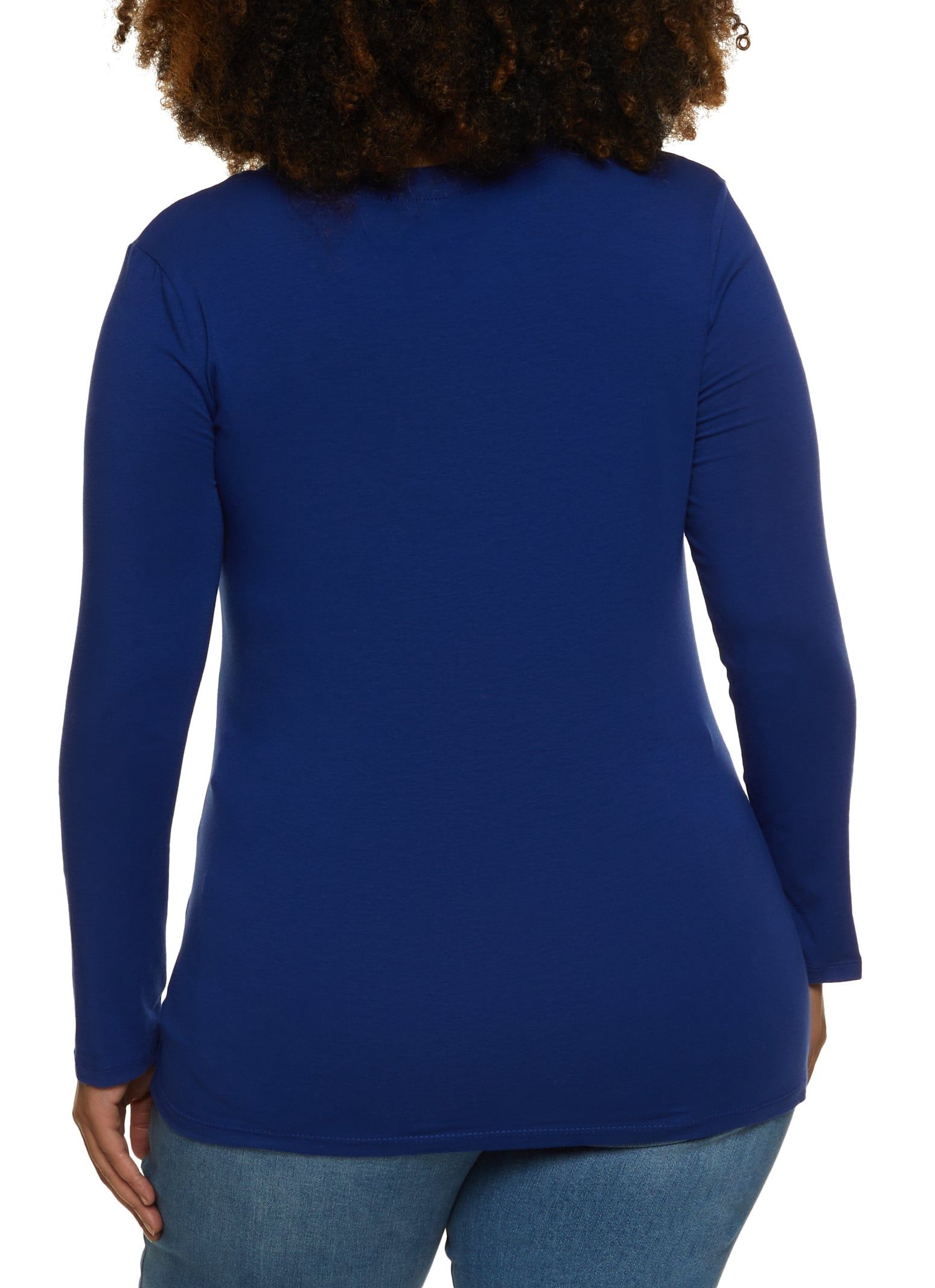 Plus Size Basic V Neck Long Sleeve Tee sold by Rainbow product image thumbnail 2