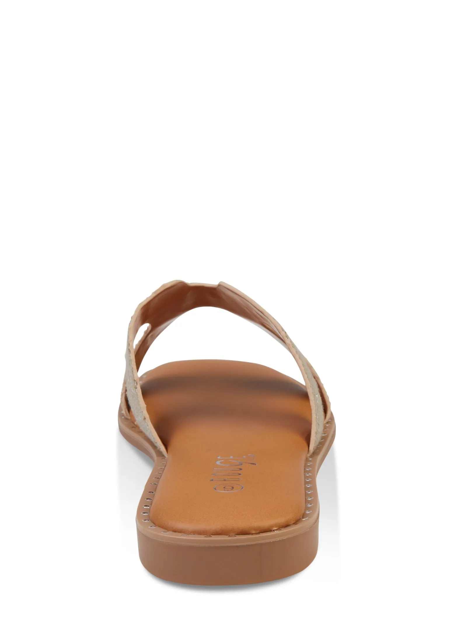 Studded Trim Straw Cut Out Band Slide Sandals sold by Rainbow product image thumbnail 3