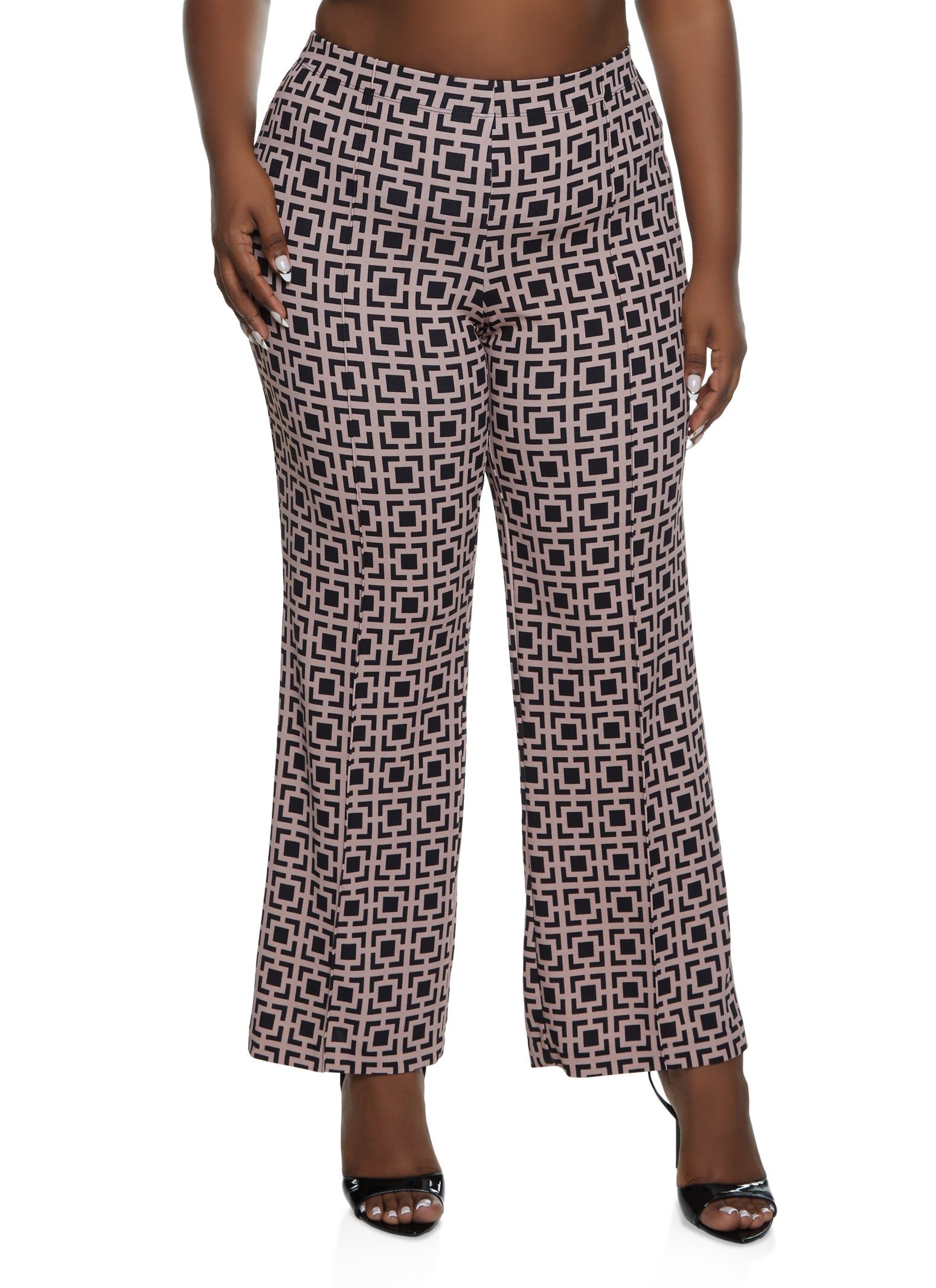 Plus Size Geometric Print Flared Dress Pants sold by Rainbow