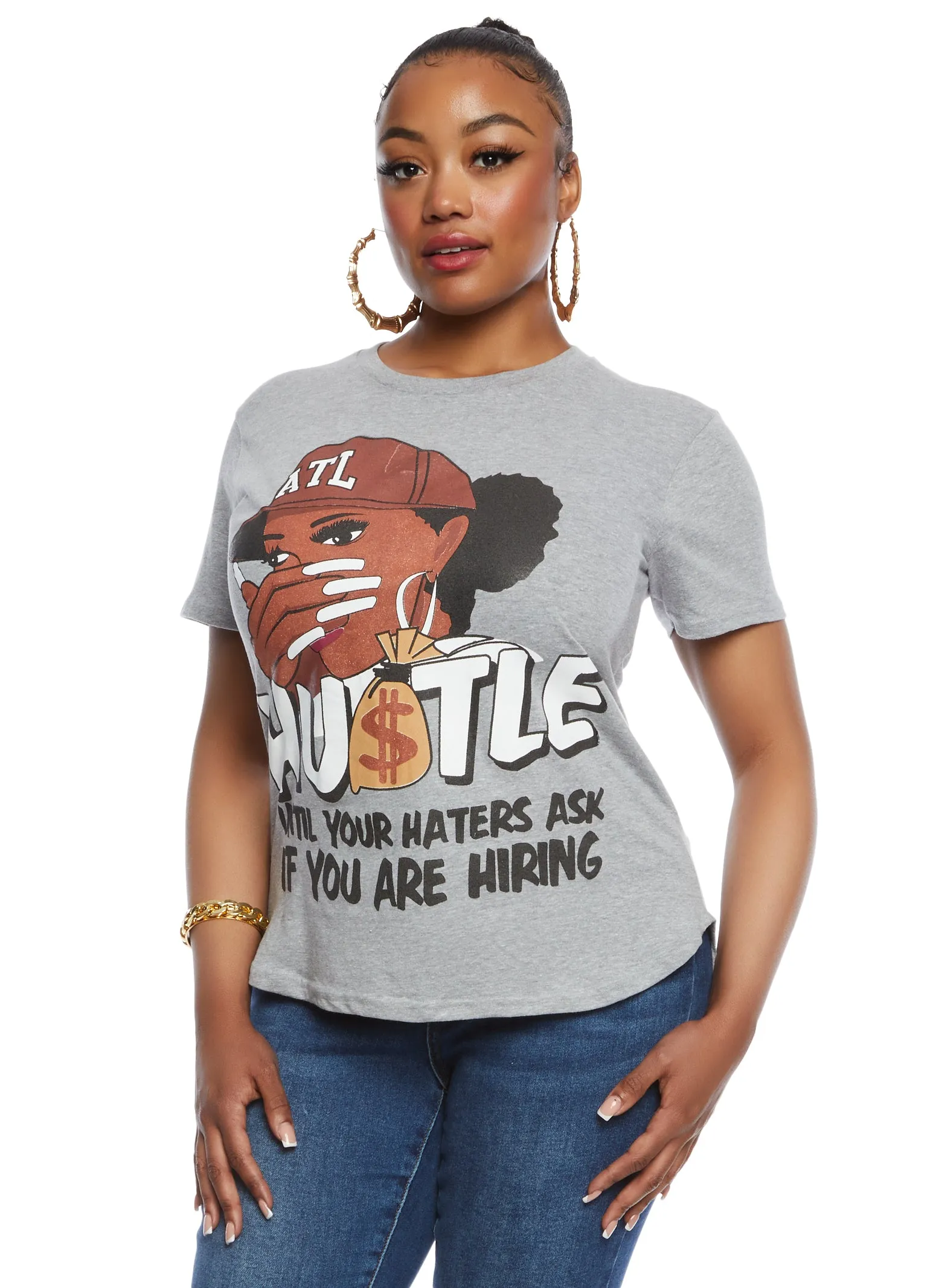 Plus Size Hustle Graphic High Low Tee sold by Rainbow product image thumbnail 2