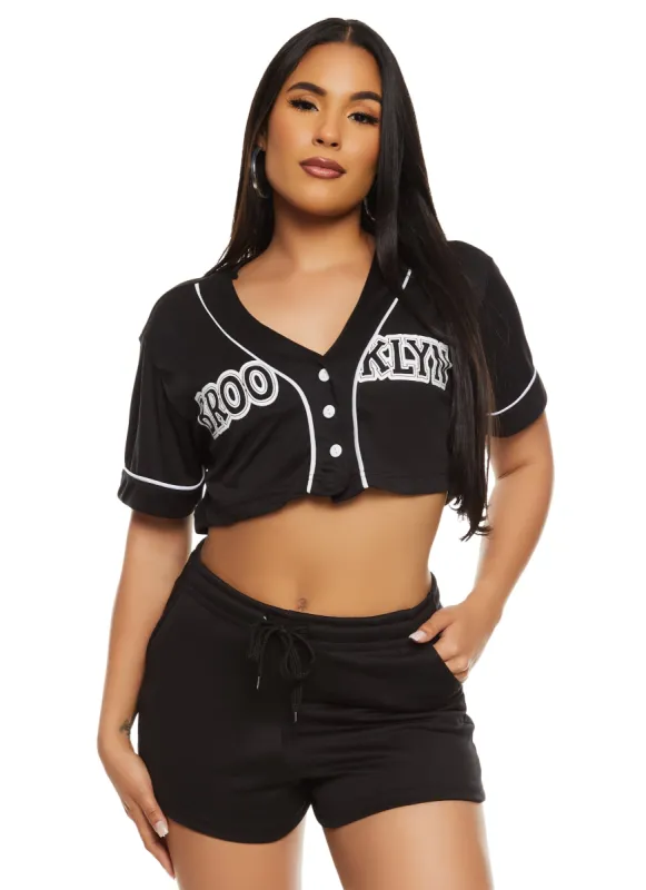 City Graphic Mesh Cropped Baseball Tee sold by Rainbow