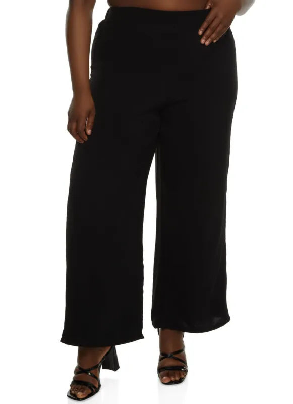 Plus Size High Waisted Wide Leg Pants sold by Rainbow