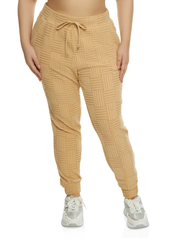 Plus Size Fleece Textured Knit Joggers sold by Rainbow