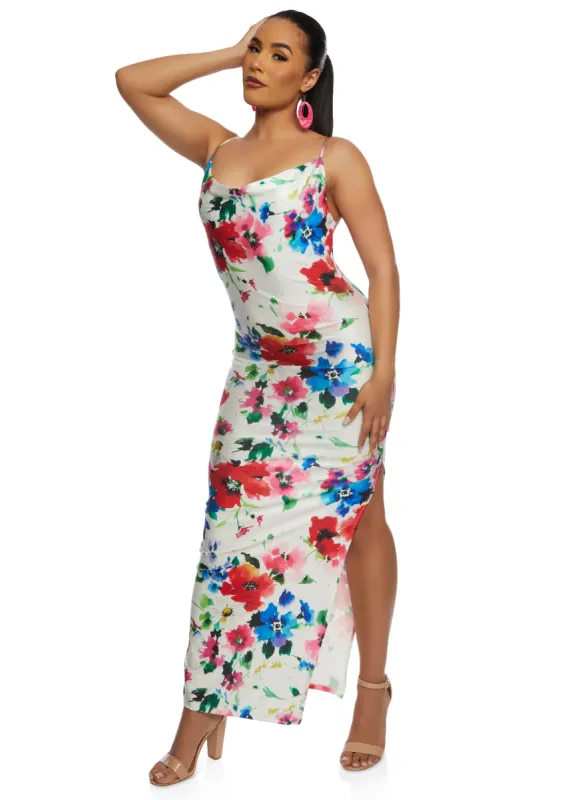 Iris Floral Print Cowl Neck Maxi Dress sold by Rainbow