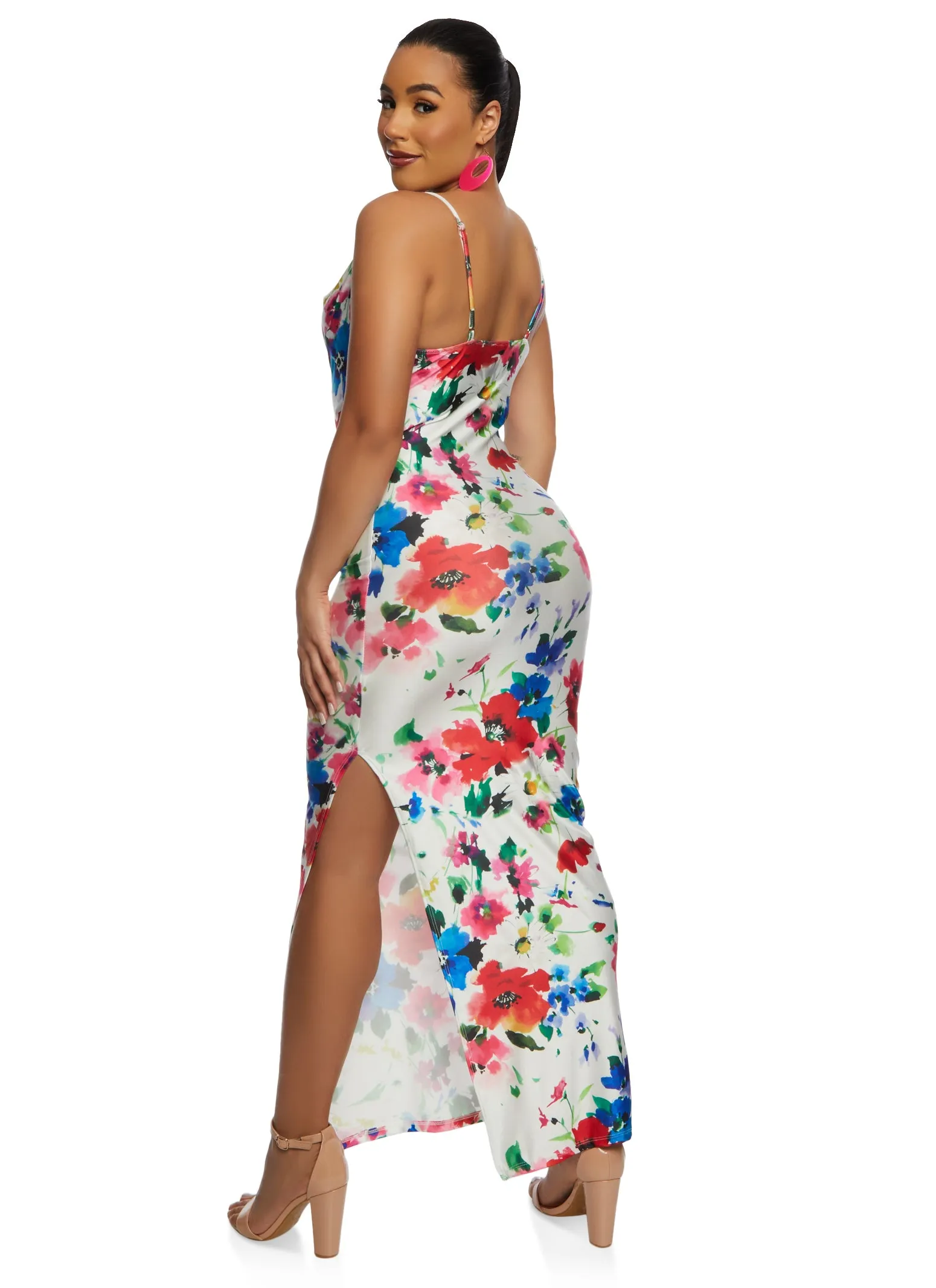 Iris Floral Print Cowl Neck Maxi Dress sold by Rainbow product image thumbnail 3