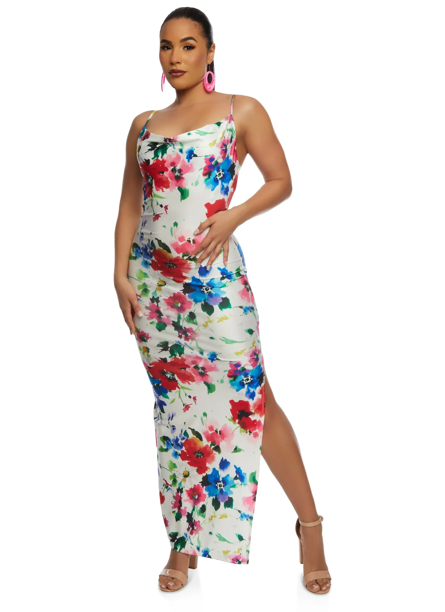 Iris Floral Print Cowl Neck Maxi Dress sold by Rainbow product image thumbnail 2