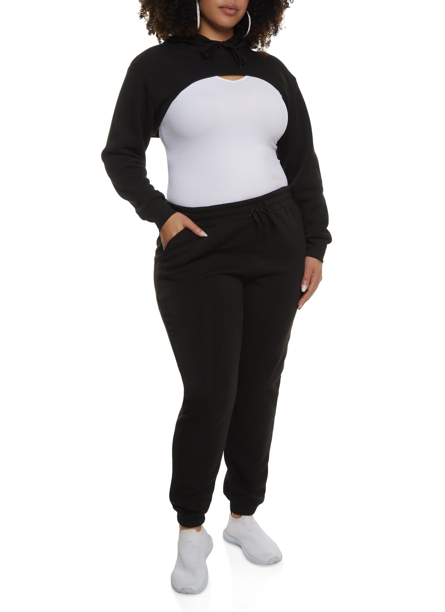 Plus Size Long Sleeve Shrug Hoodie sold by Rainbow product image thumbnail 2