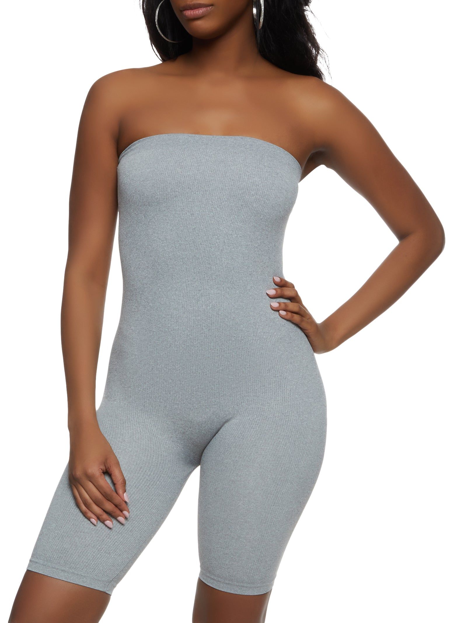 Seamless Ribbed Strapless Romper sold by Rainbow