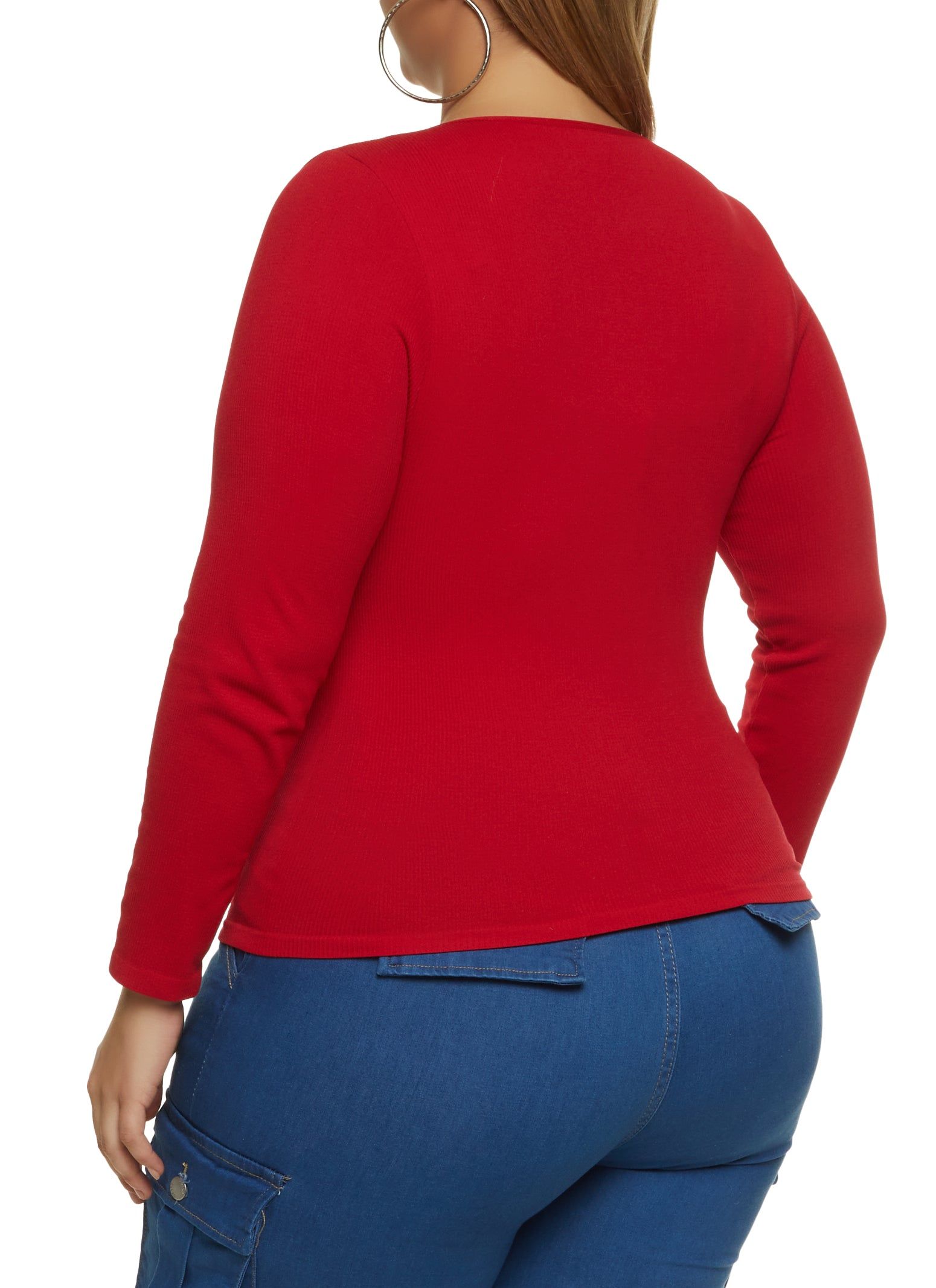 Plus Size Seamless Long Sleeve V Neck Tee sold by Rainbow product image thumbnail 2