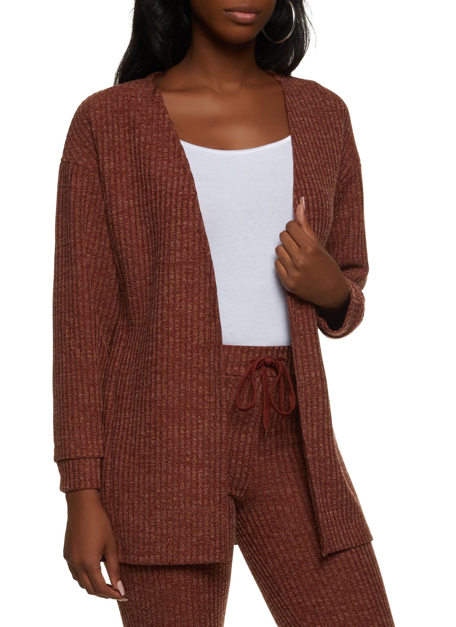 Solid Ribbed Knit Cardigan sold by Rainbow
