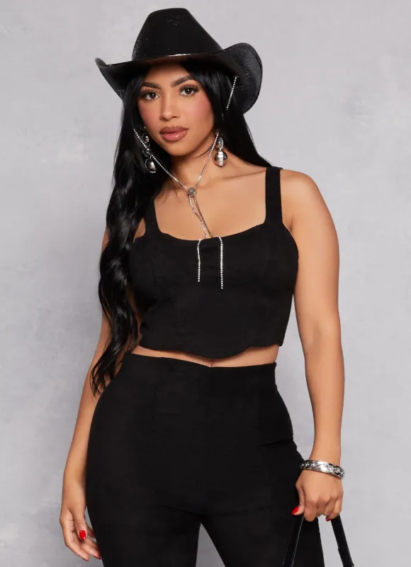 Iris Faux Suede Cropped Bustier Top sold by Rainbow