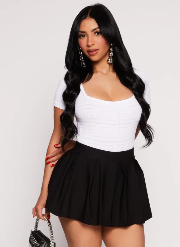 Seamless Ribbed Greek Key Short Sleeve Top sold by Rainbow