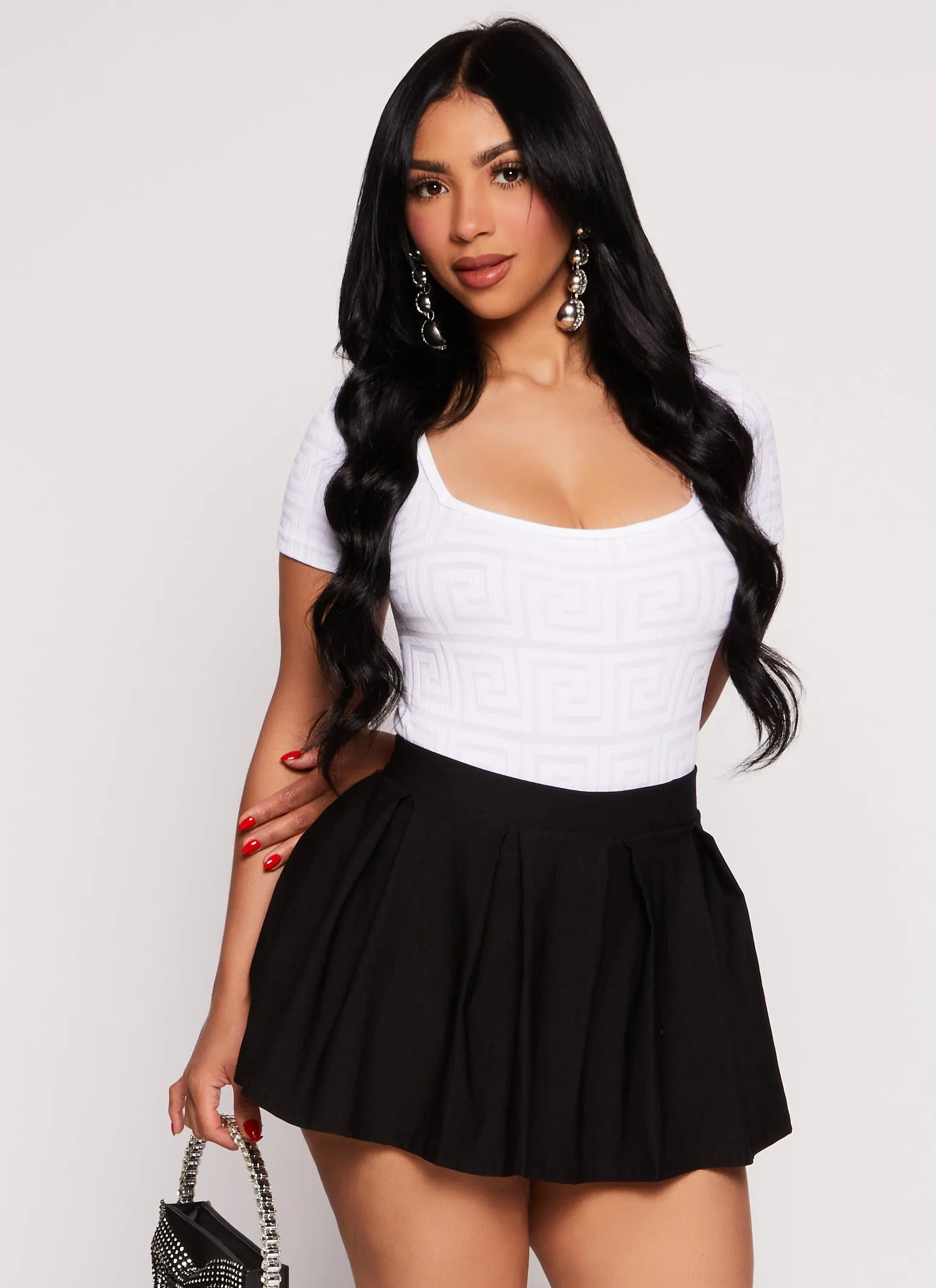 Seamless Ribbed Greek Key Short Sleeve Top sold by Rainbow