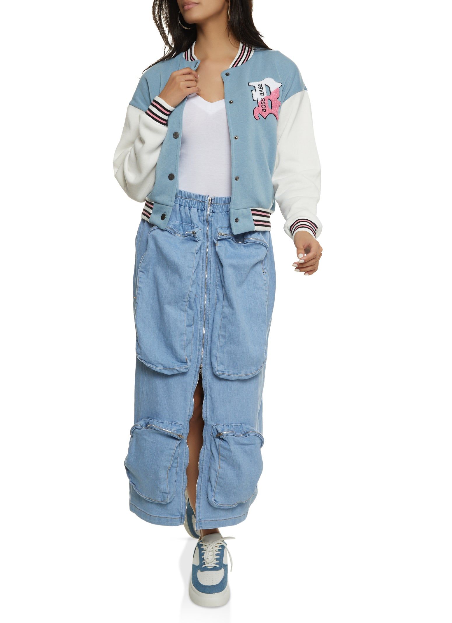 Boss Babe Chenille Patch Varsity Jacket sold by Rainbow product image thumbnail 2