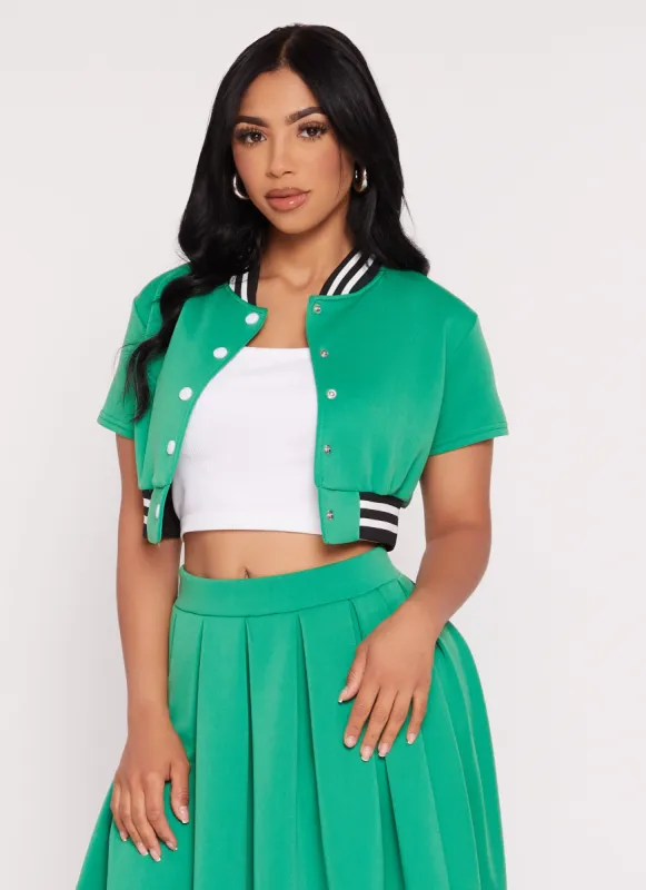 Daisy Short Sleeve Cropped Bomber Jacket sold by Rainbow