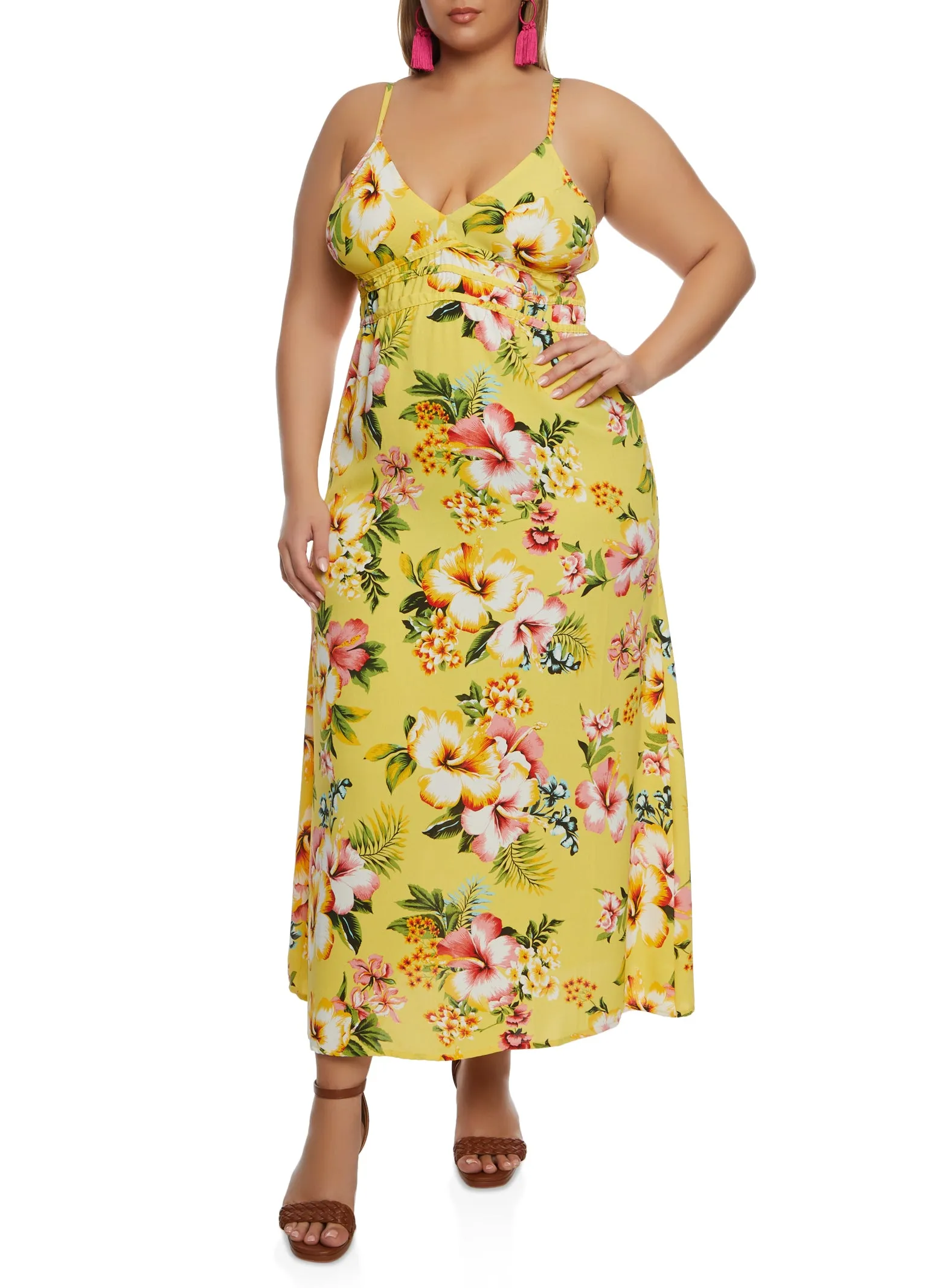 Plus Size Floral Print V Neck Maxi Sundress sold by Rainbow product image thumbnail 2