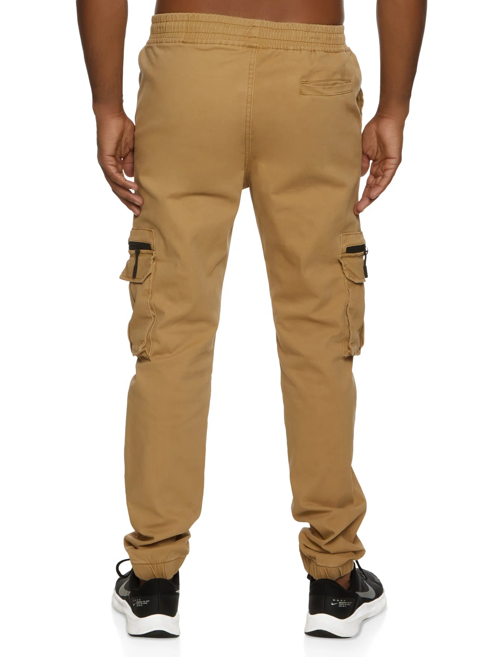 Mens Twill Solid Drawstring Cargo Pocket Joggers sold by Rainbow product image thumbnail 2