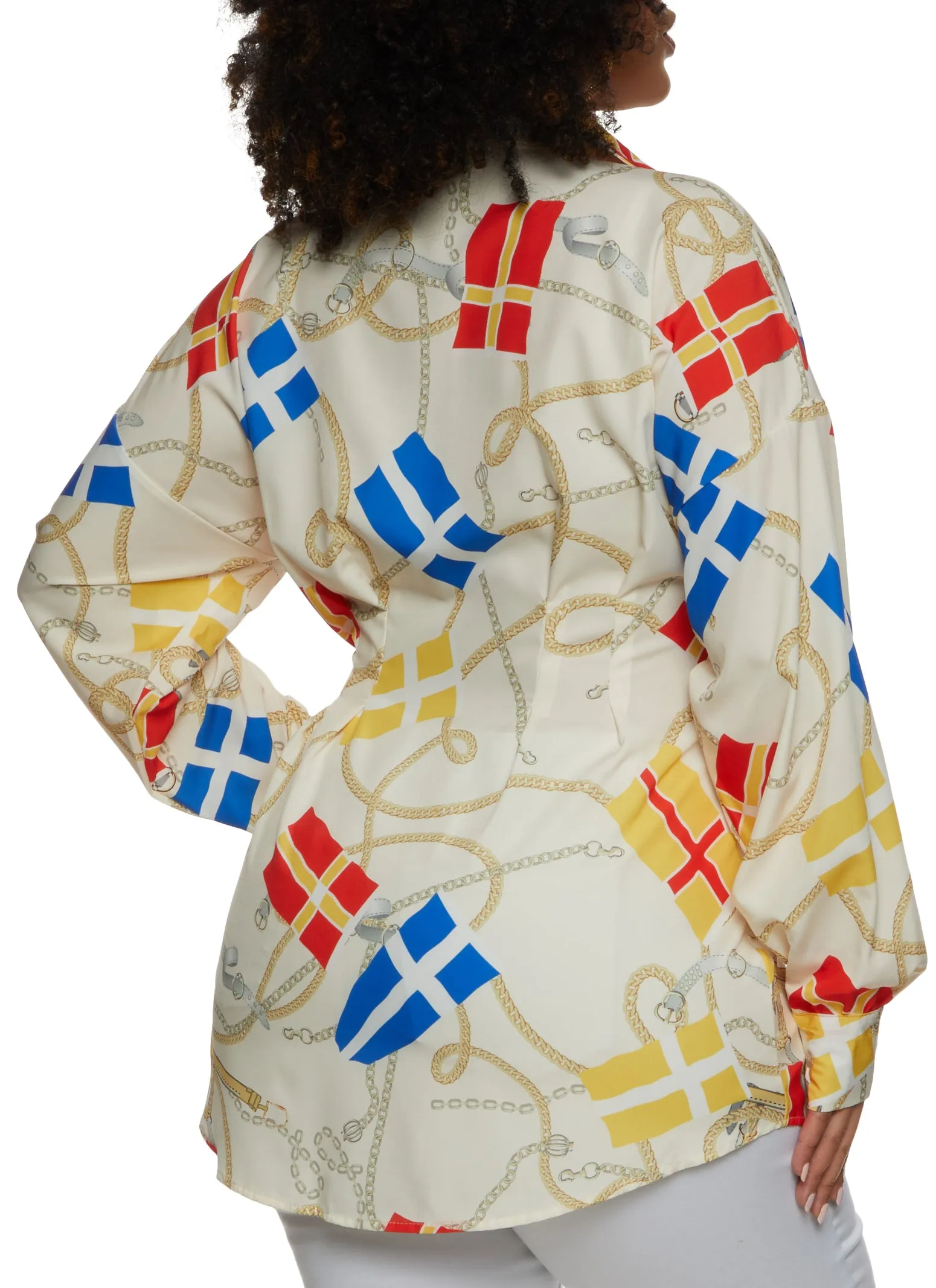 Plus Size Status Print Button Front Pleated Shirt sold by Rainbow product image thumbnail 2