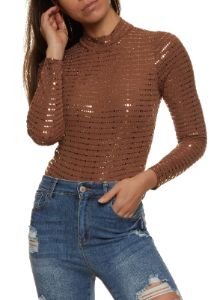 Sequin Long Sleeve Bodysuit sold by Rainbow