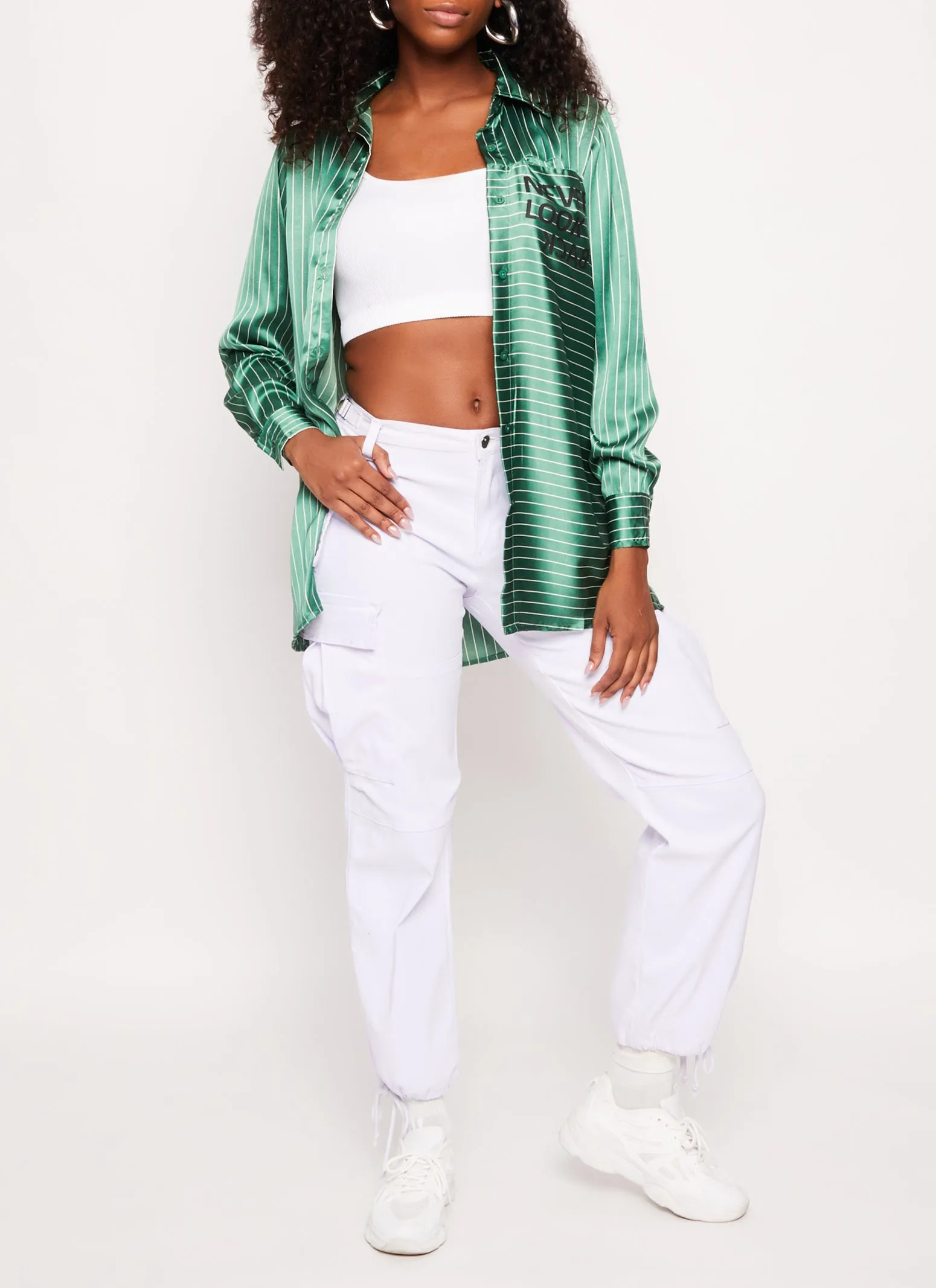 Never Look Back Satin Pinstripe Shirt sold by Rainbow product image thumbnail 2