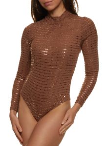Sequin Long Sleeve Bodysuit sold by Rainbow
