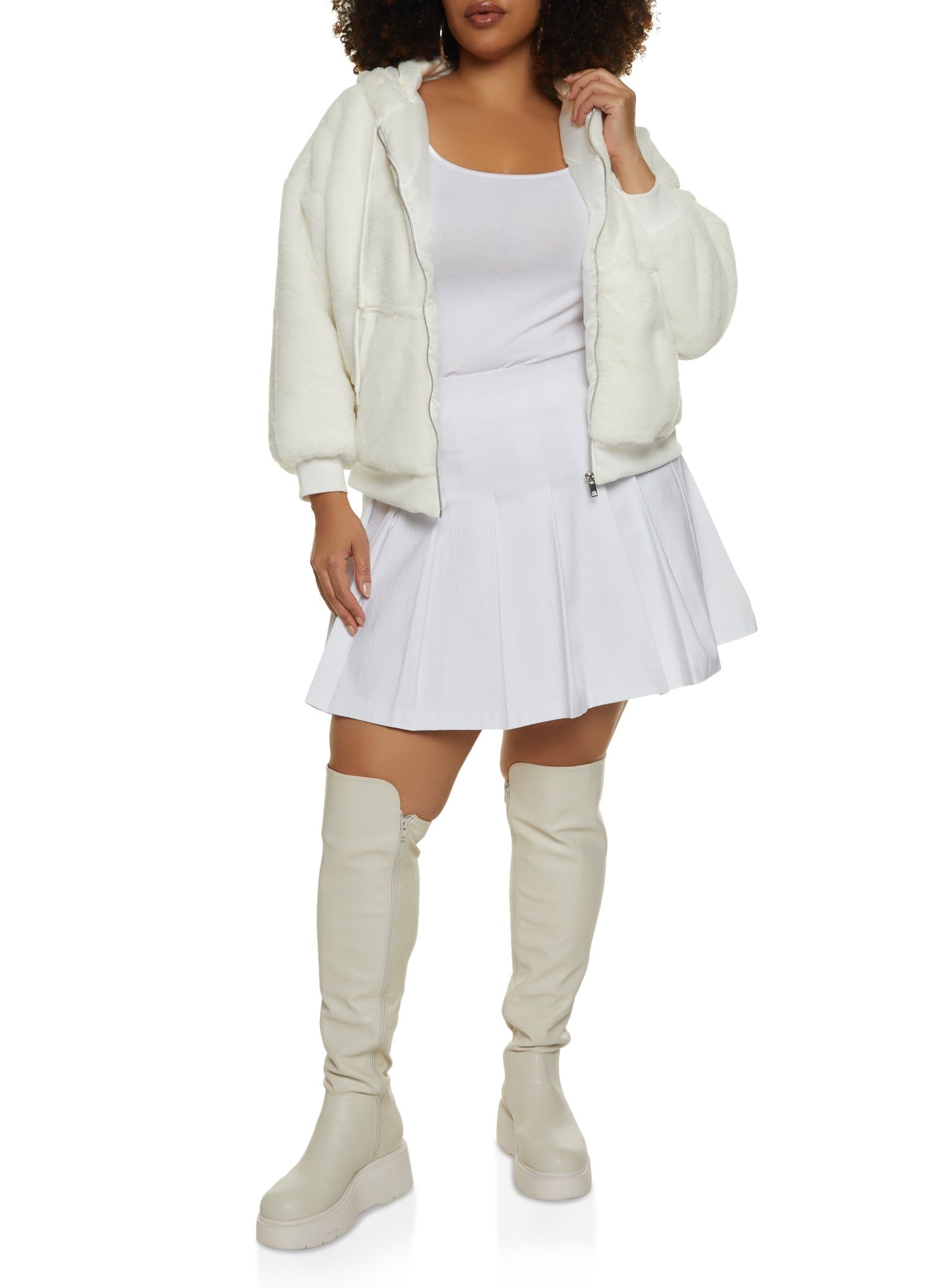 Plus Size Faux Fur Zip Front Hoodie sold by Rainbow product image thumbnail 2