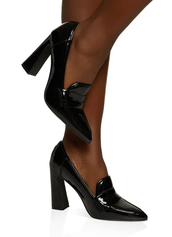 Pointed Toe Penny Loafer Pumps sold by Rainbow