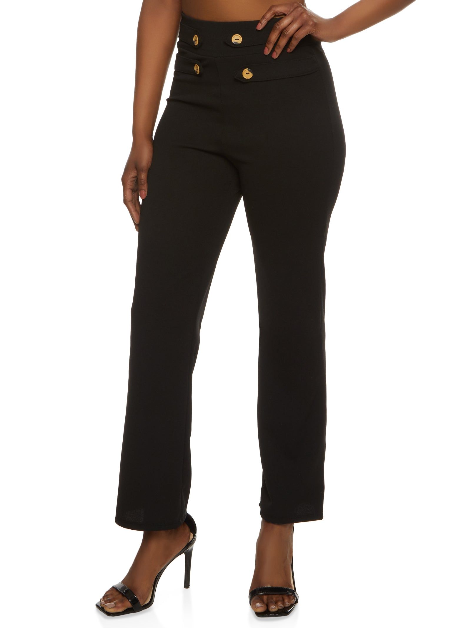 Four Button Detail Boot Cut Dress Pants sold by Rainbow