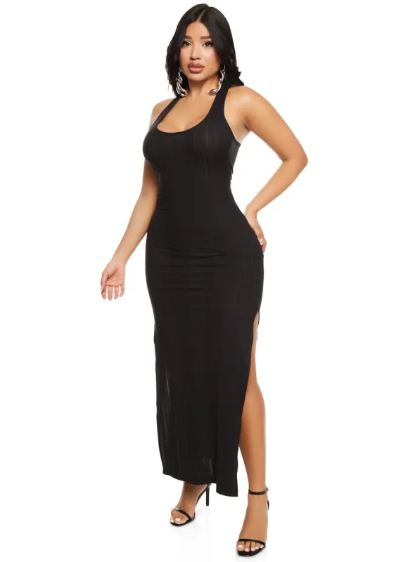 Ribbed Racerback Tank Maxi Dress sold by Rainbow