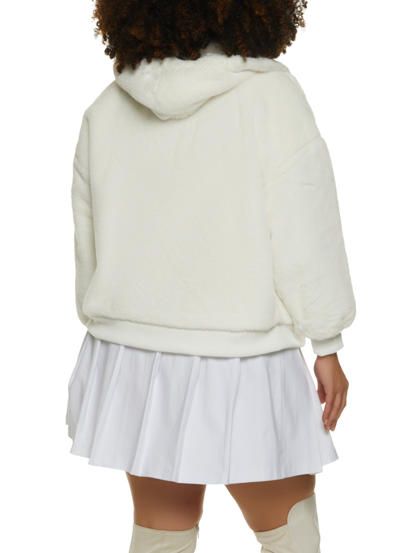 Plus Size Faux Fur Zip Front Hoodie sold by Rainbow product image thumbnail 3