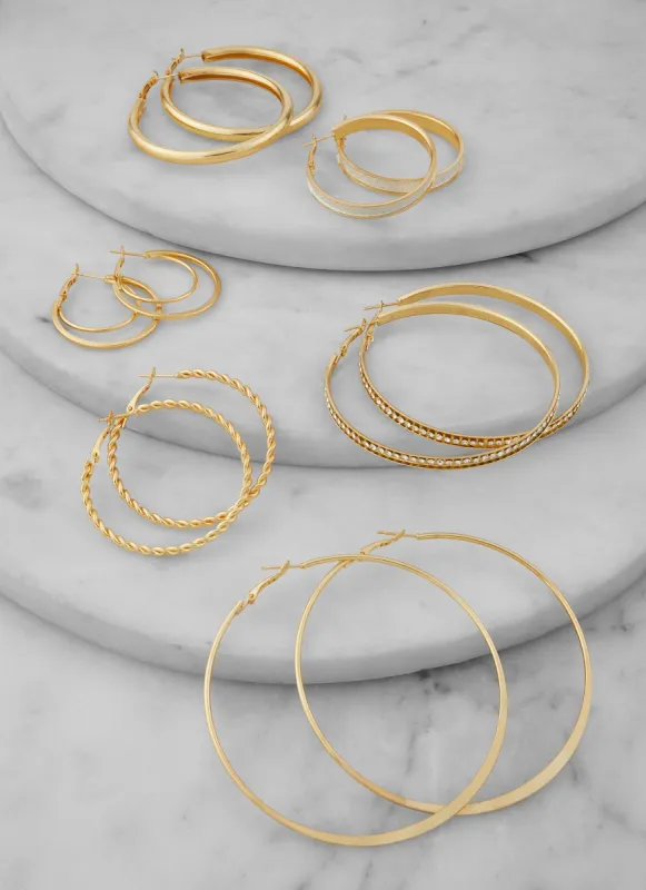 Assorted Textured Hoop Earring Set of 6 sold by Rainbow