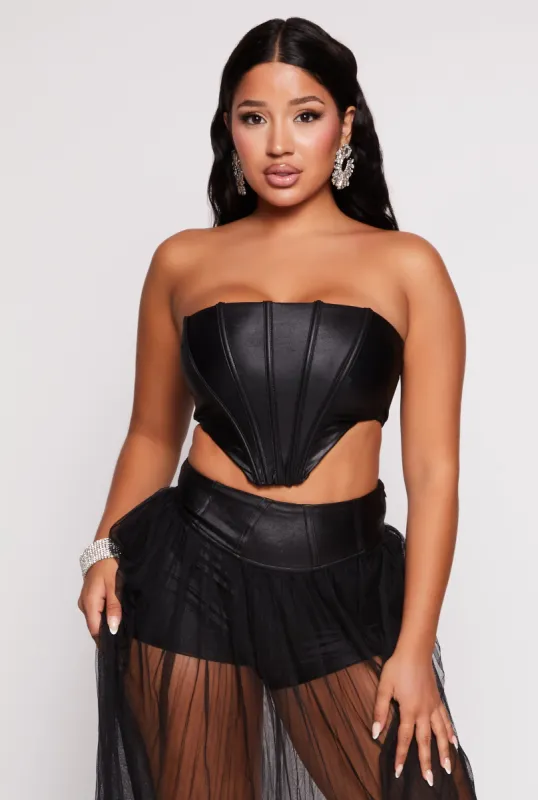 Faux Leather Cropped Corset Top sold by Rainbow
