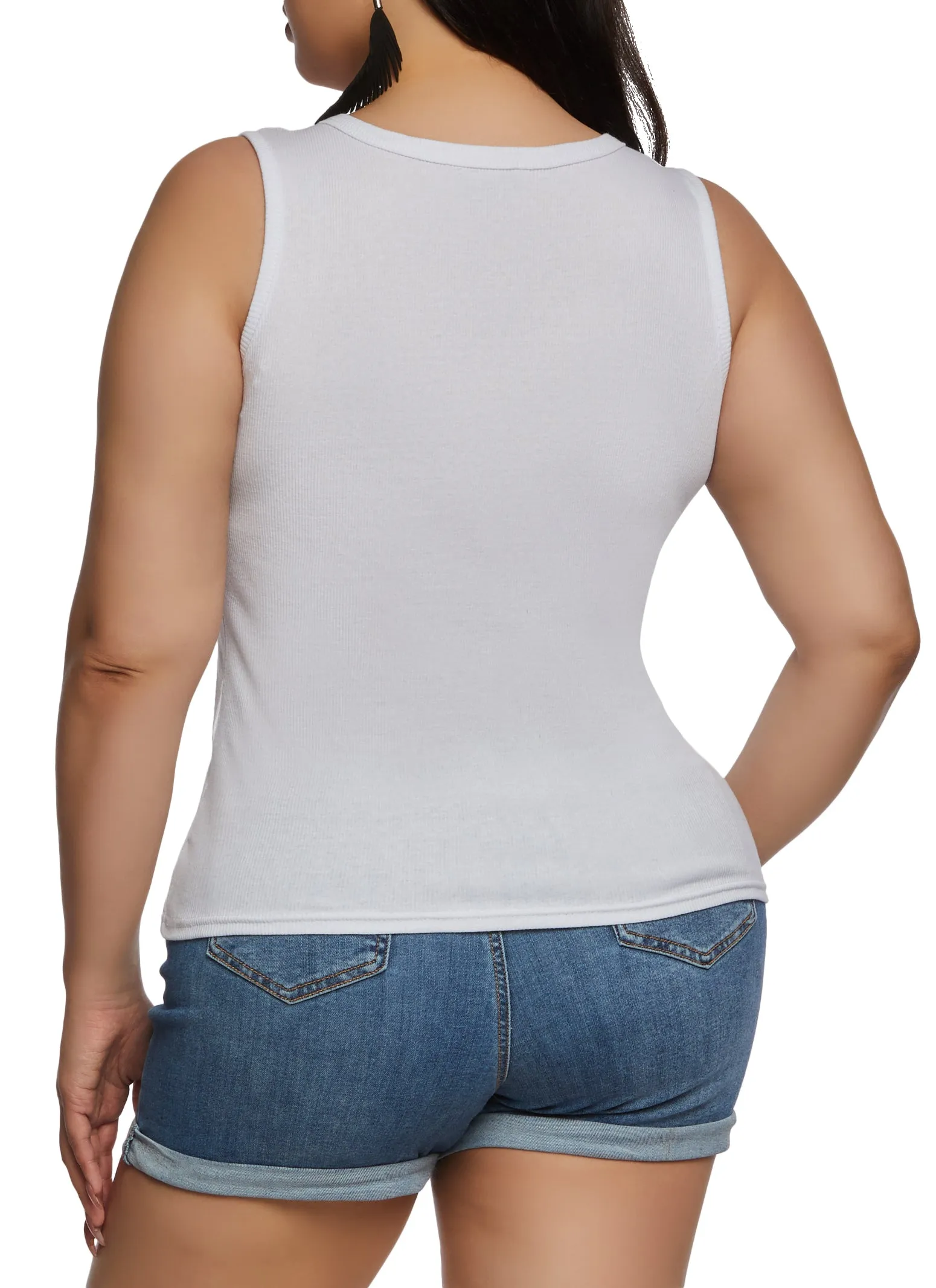 Plus Size Snap Button Notch Neck Tank Top sold by Rainbow product image thumbnail 3