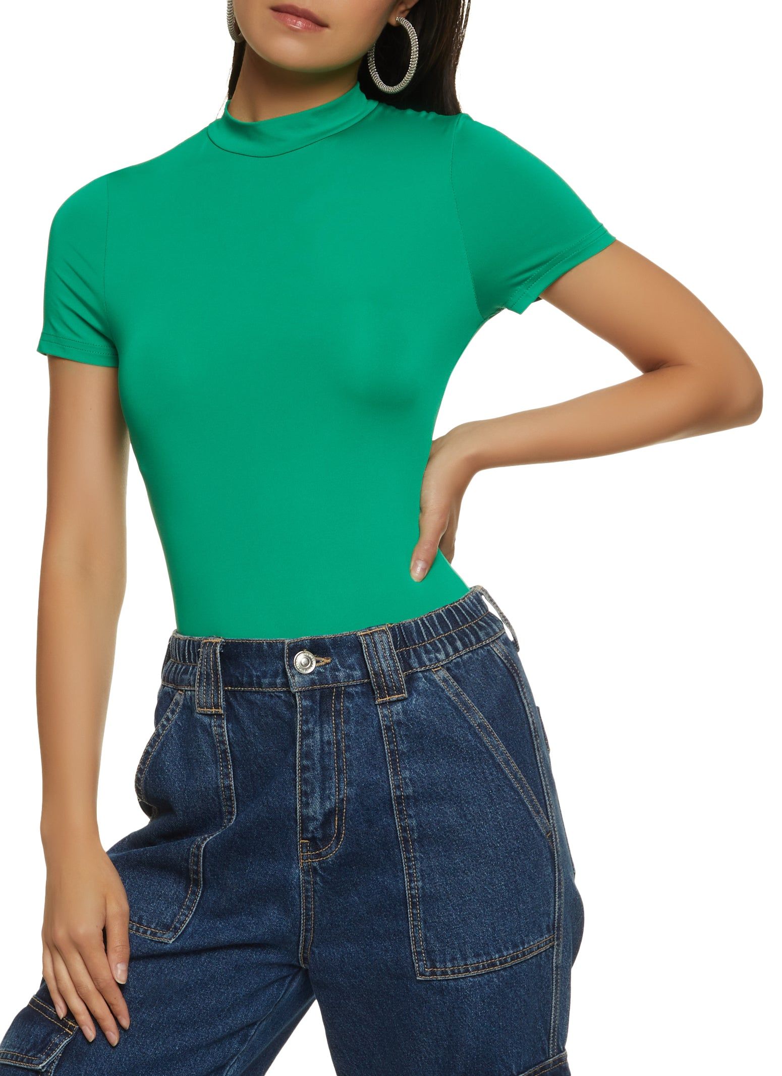 Short Sleeve Mock Neck Bodysuit sold by Rainbow product image thumbnail 2