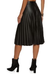 High Waist Pleated Midi Skirt sold by Rainbow