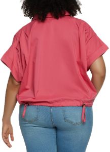 Plus Size Toggle Hem Button Front Shirt sold by Rainbow