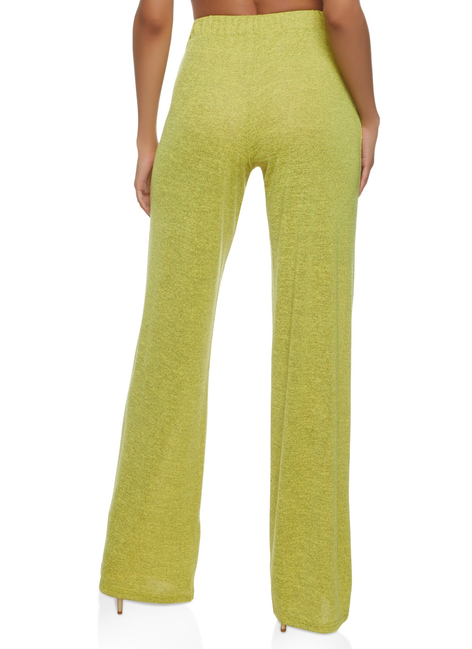 Solid Brushed Knit High Waisted Wide Leg Pants sold by Rainbow product image thumbnail 2