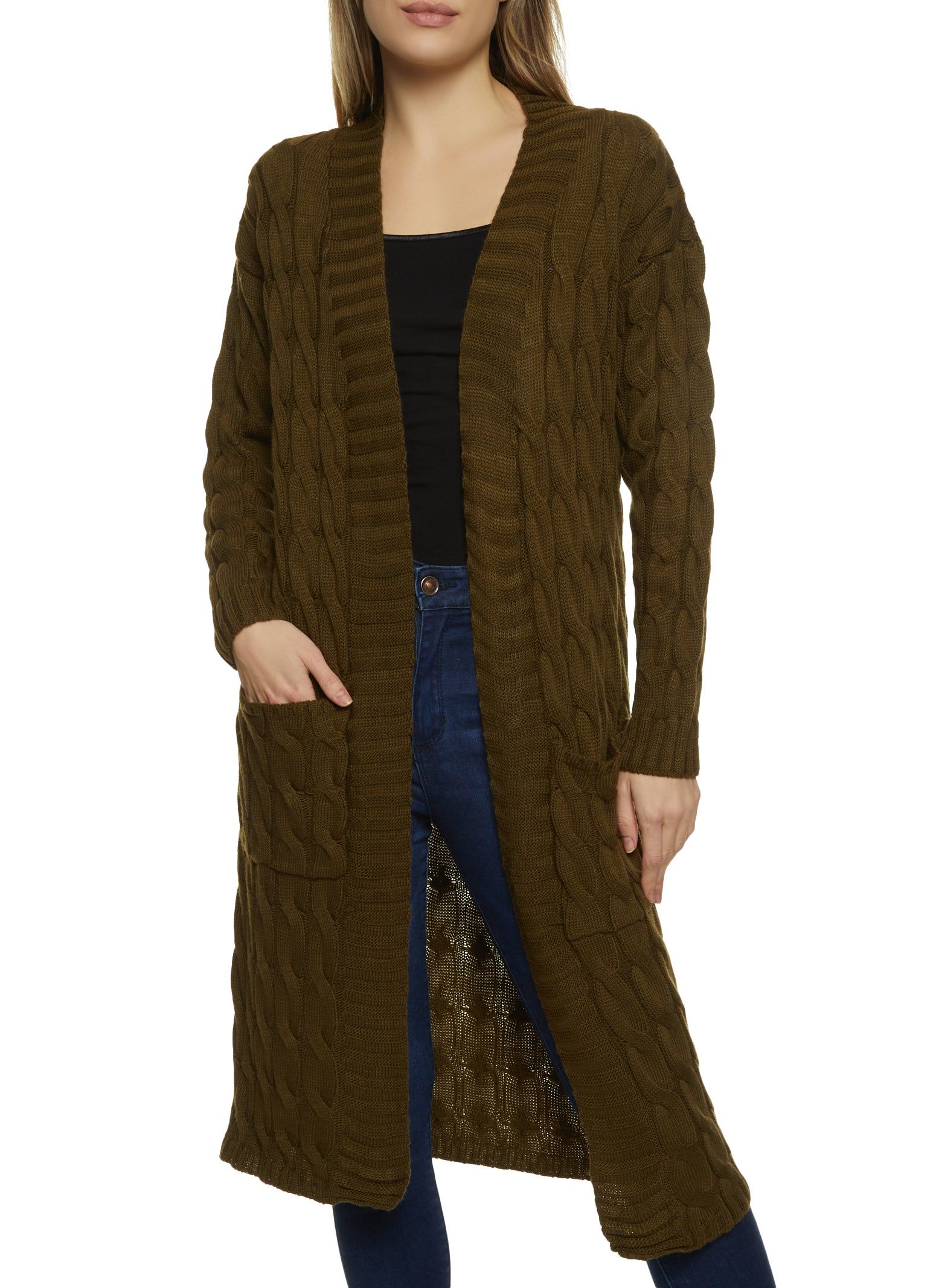 Cable Knit Long Cardigan sold by Rainbow