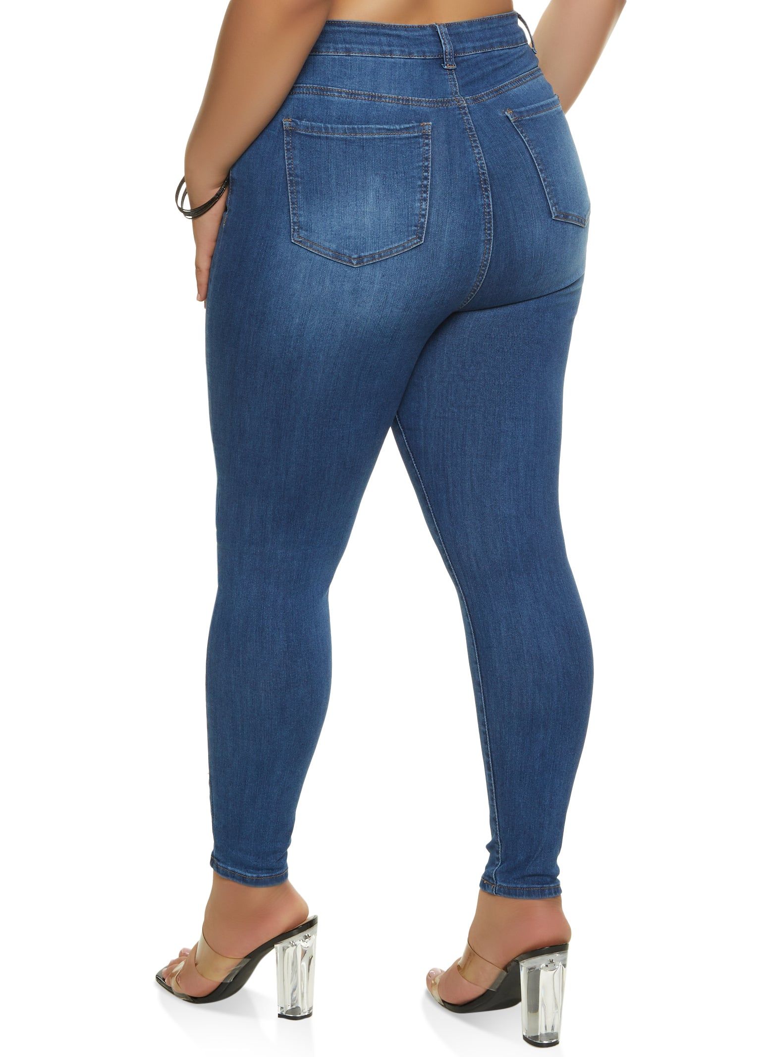 Plus Size WAX High Waist Whiskered Skinny Jeans sold by Rainbow product image thumbnail 2