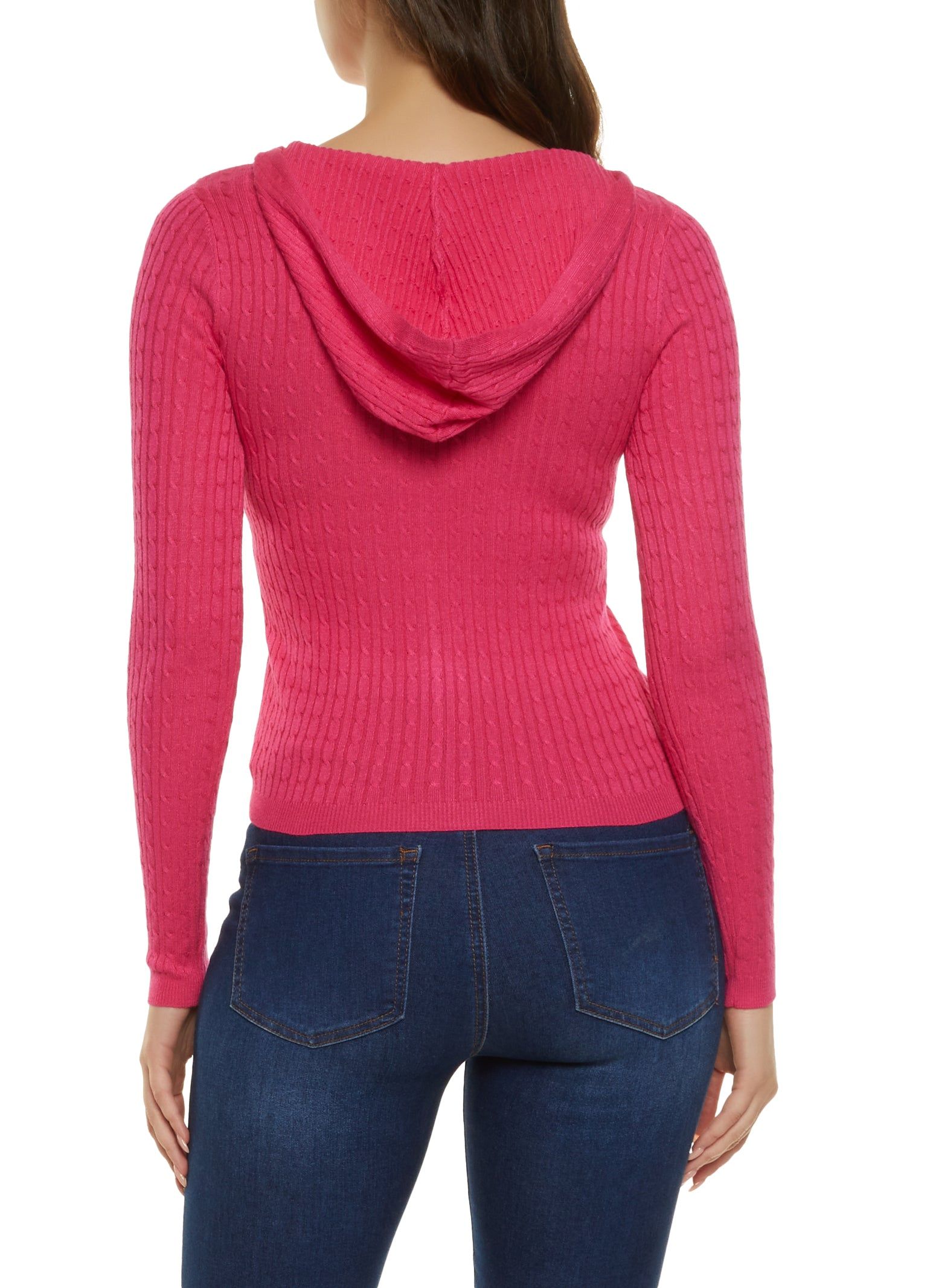 Cable Knit Zip Front Hooded Sweater sold by Rainbow product image thumbnail 2