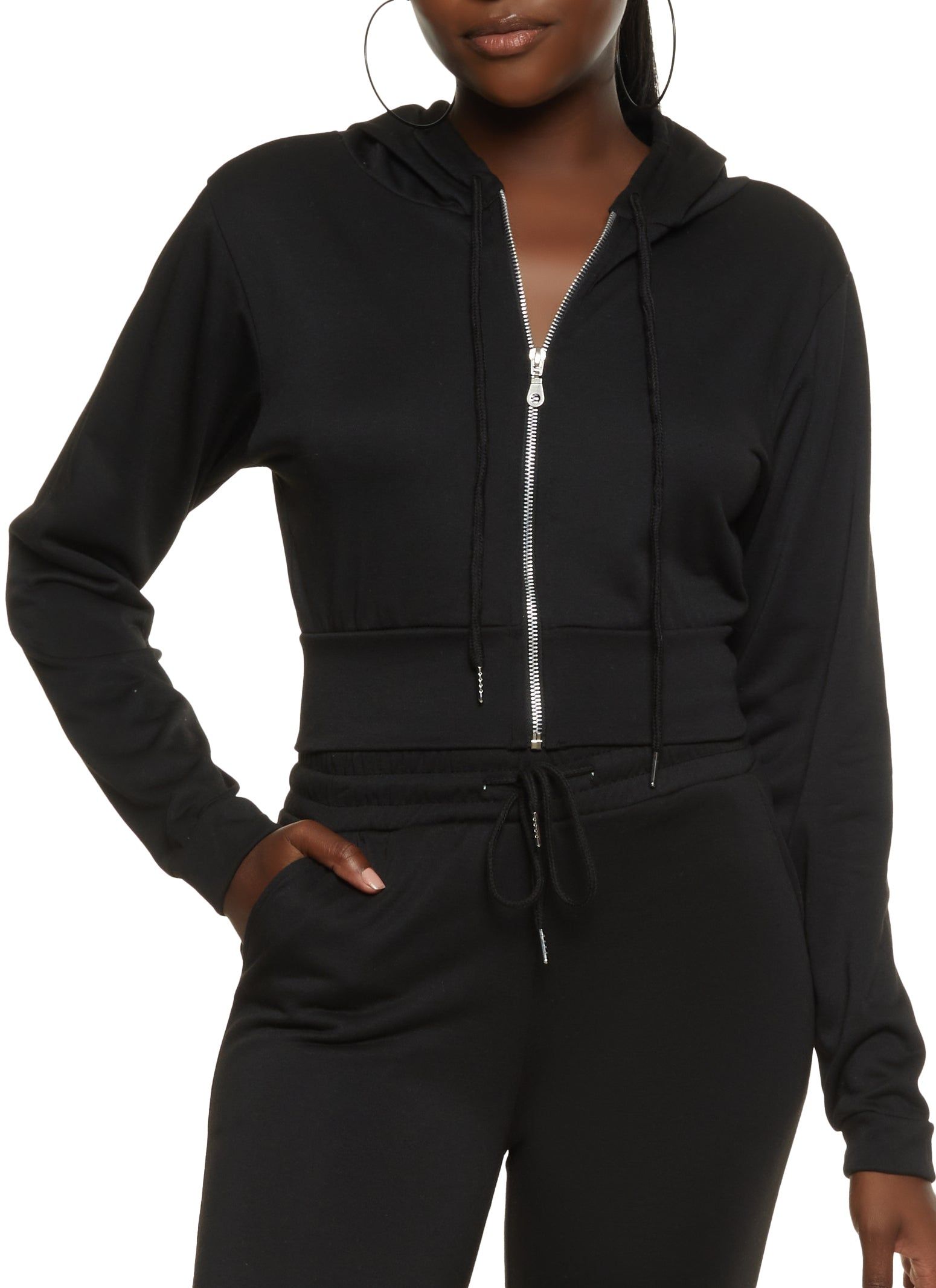 Angel Rhinestone Zip Front Cropped Hoodie sold by Rainbow product image thumbnail 3