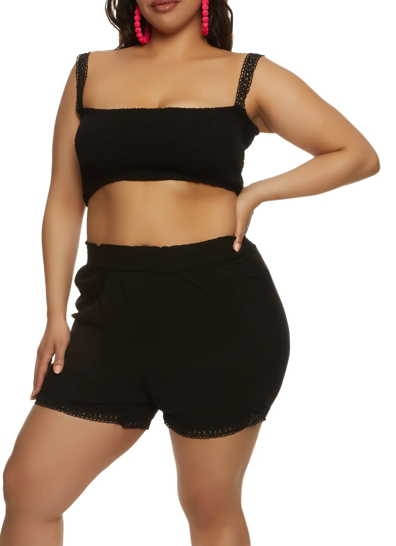 Plus Size Eyelet Trim Smocked Tank Top sold by Rainbow product image thumbnail 2