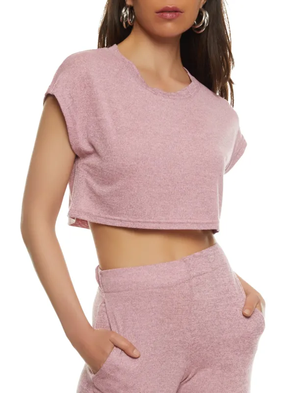 Daisy Brushed Knit Cap Sleeve Crop Top sold by Rainbow