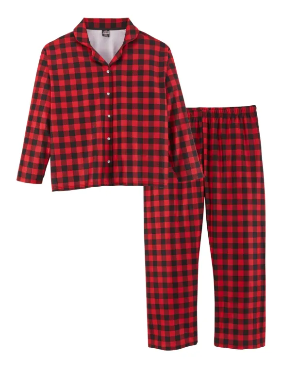 Plus Size Matching Buffalo Plaid Flannel Family Pajamas sold by Rainbow