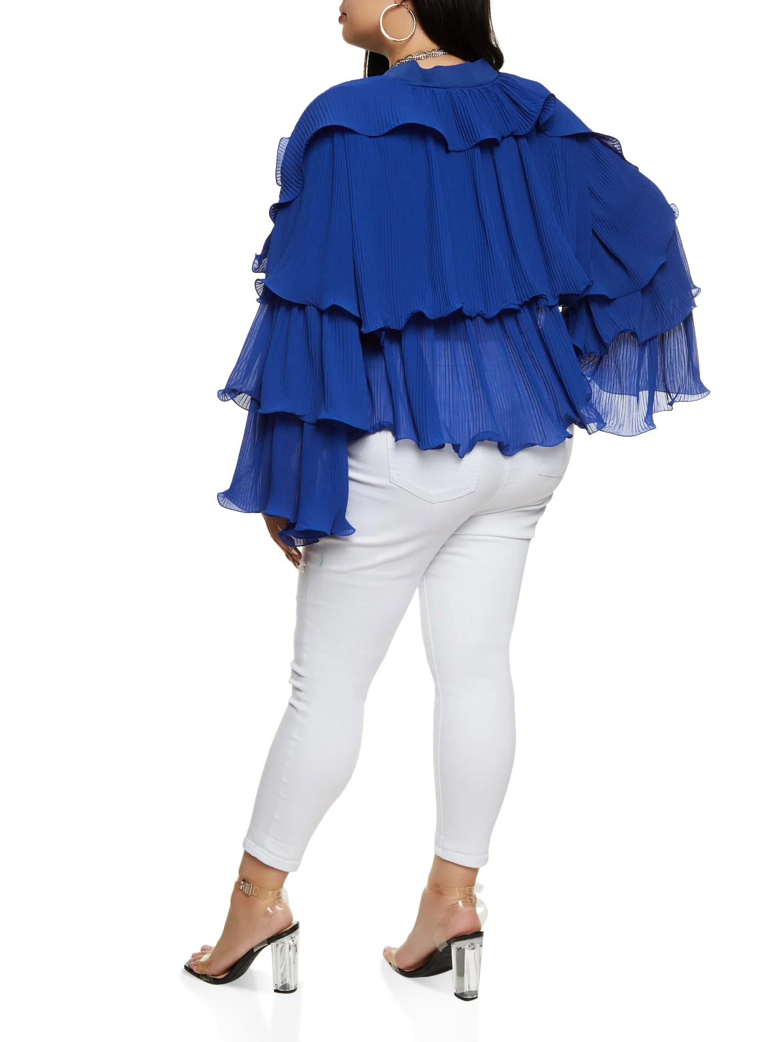 Plus Size Plisse Ruffled Tiered Bell Sleeve Blouse sold by Rainbow product image thumbnail 3