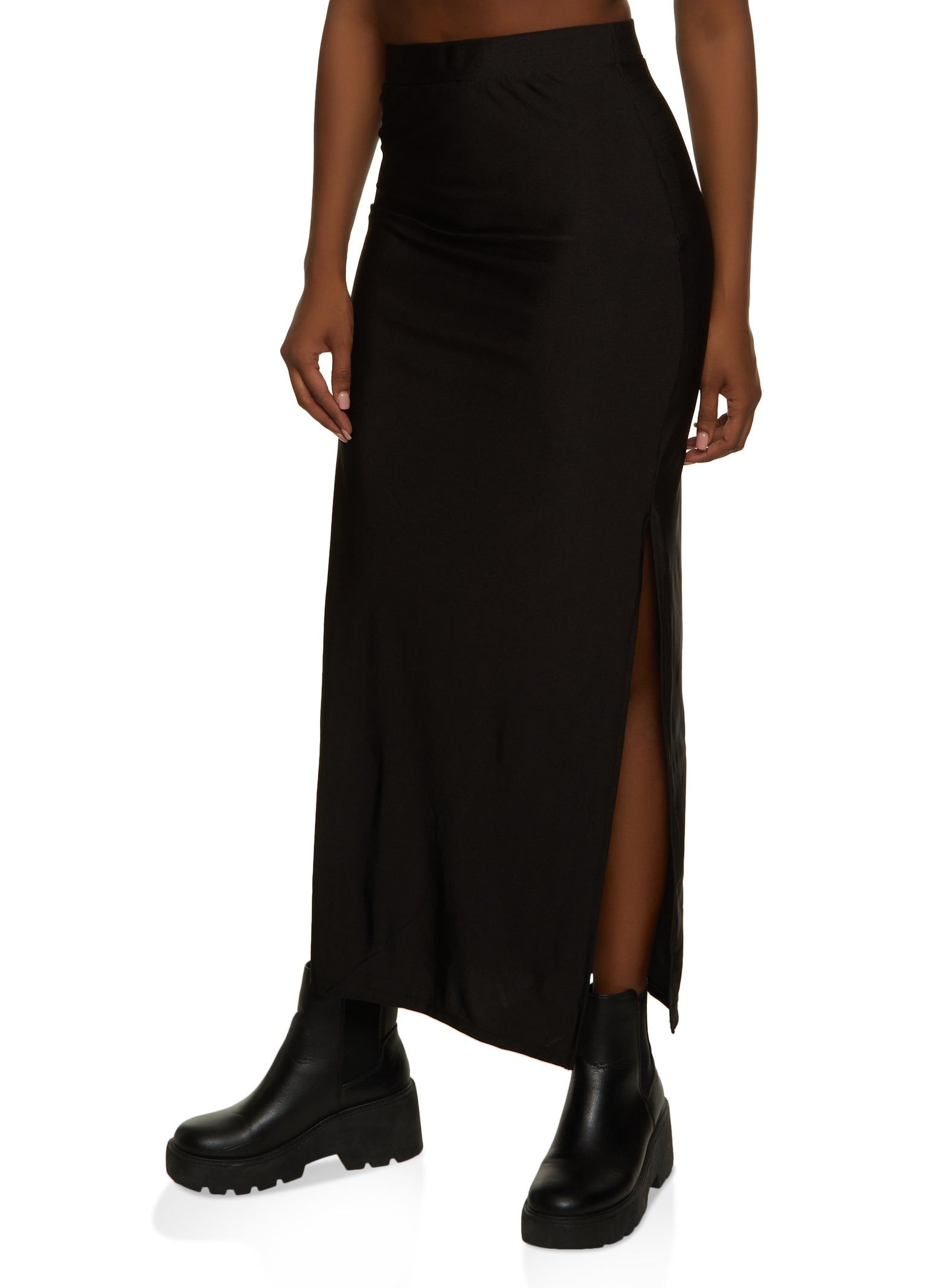 Spandex Side Slit Maxi Skirt sold by Rainbow