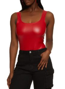 Faux Leather Tank Bodysuit sold by Rainbow